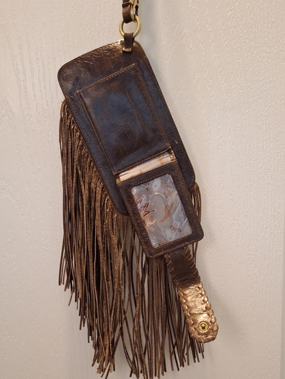 HOBO International "Plume" Phone/Card Case Wristlet Brown Leather - Picture 5 of 5